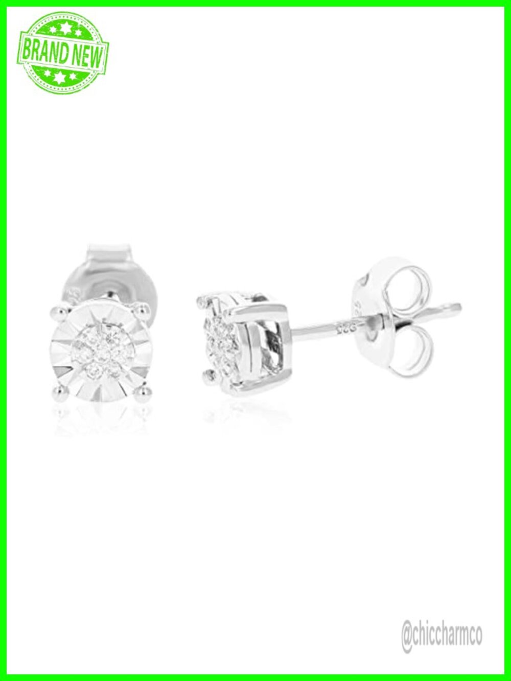 Lab Grown Diamond Stud Earrings 1/20 cttw .925 Sterling Silver Prong Set